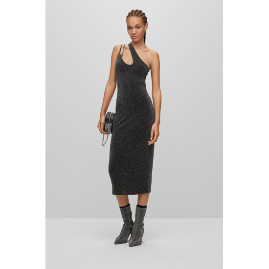 HUGO Narthene Midi Glittery Dress With Logo Strap 50498634