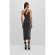 HUGO Narthene Midi Glittery Dress With Logo Strap 50498634
