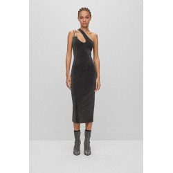 HUGO Narthene Midi Glittery Dress With Logo Strap 50498634
