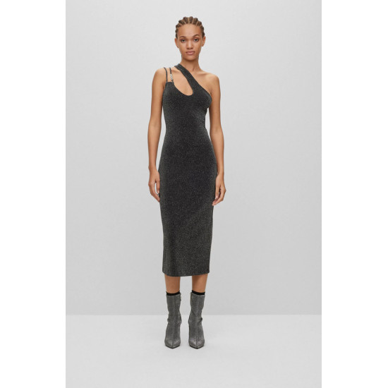 HUGO Narthene Midi Glittery Dress With Logo Strap 50498634