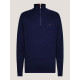 TOMMY HILFIGER PIMA ORG CTN CASHMERE ZIP MOCK MW0MW28049 DW5-DESSERT SKY