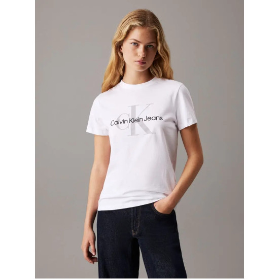 CALVIN KLEIN SS MONOLOGO CREWNECK TEE 00040WL260 YAA-BRILLIANT WHITE