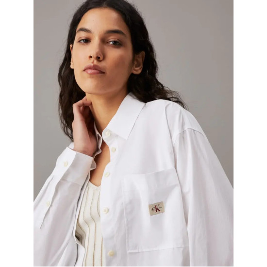 CALVIN KLEIN WOVEN LABEL RELAXED SHIRT J20J224436 YAF-BRIGHT WHITE