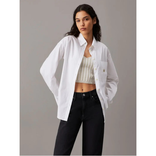 CALVIN KLEIN WOVEN LABEL RELAXED SHIRT J20J224436 YAF-BRIGHT WHITE