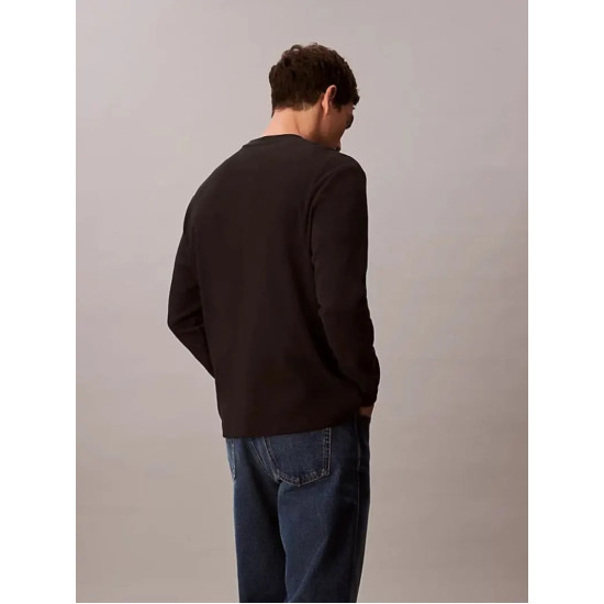 CALVIN KLEIN LS WAFFLE BADGE CREWNK TEE LV040EM217 UB1-BLACK