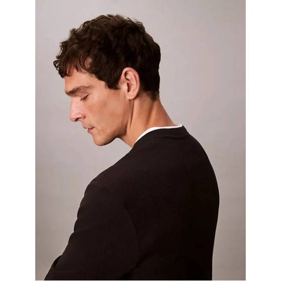 CALVIN KLEIN LS WAFFLE BADGE CREWNK TEE LV040EM217 UB1-BLACK