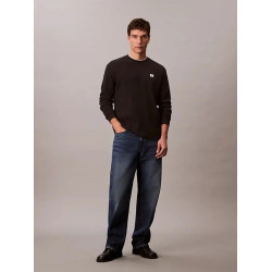 CALVIN KLEIN LS WAFFLE BADGE CREWNK TEE LV040EM217 UB1-BLACK