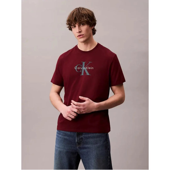 CALVIN KLEIN SS HERO MONOLOGO TEE 20s LV04RB862G VLP-DEEP ROUGE