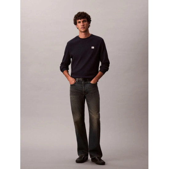 CALVIN KLEIN LS WAFFLE BADGE CREWNK TEE LV040EM217  CEF-DARK SAPPHIRE
