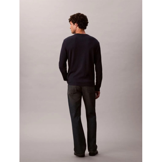 CALVIN KLEIN LS WAFFLE BADGE CREWNK TEE LV040EM217  CEF-DARK SAPPHIRE
