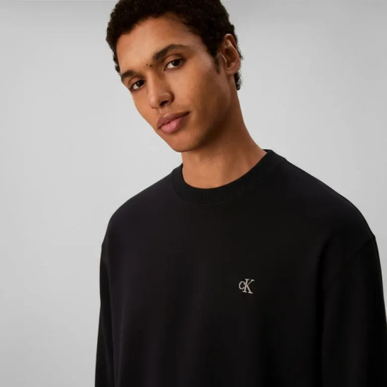 CALVIN KLEIN LS CTTN ESY FT CREWNECK SWEATER LV04RC309G UB1-BLACK