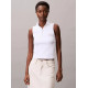 CALVIN KLEIN WOVEN LABEL SL QZ TOP LV047C909G YAA-BRILLIANT WHITE