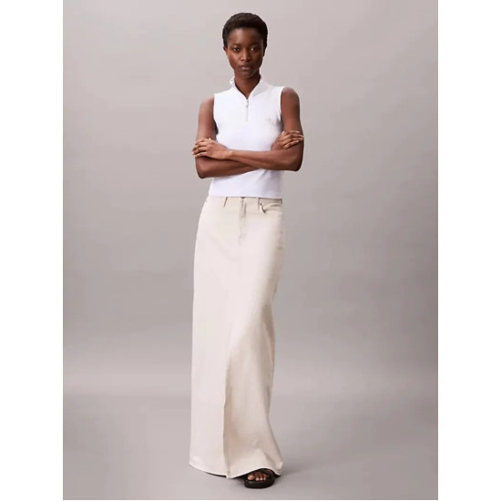 CALVIN KLEIN WOVEN LABEL SL QZ TOP LV047C909G YAA-BRILLIANT WHITE