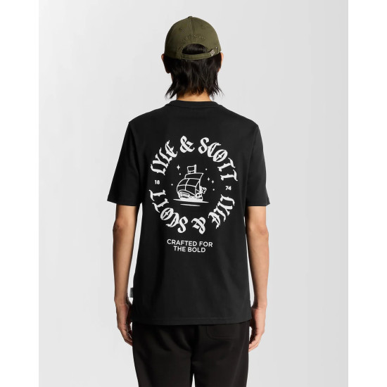 LYLE & SCOTT SHIP INSIGNIA GRAPHIC T-SHIRT TS2321V Z865-JET BLACK