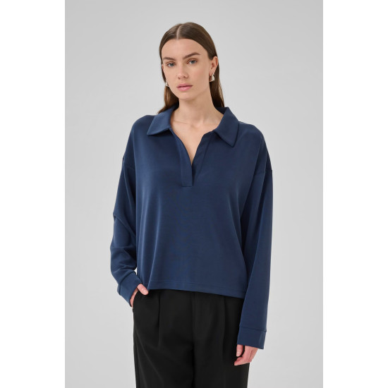 MY ESSENTIAL WARDROBE HELLEMW POLO BLOUSE 10705234 194109-AFTER MIDNIGHT 