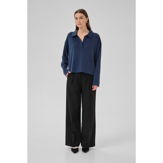 MY ESSENTIAL WARDROBE HELLEMW POLO BLOUSE 10705234 194109-AFTER MIDNIGHT 