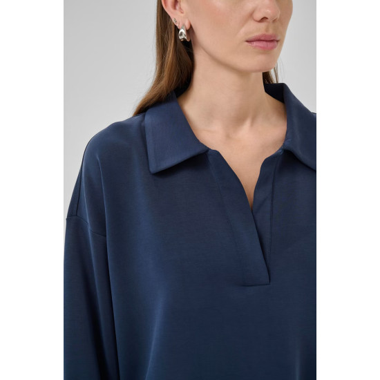 MY ESSENTIAL WARDROBE HELLEMW POLO BLOUSE 10705234 194109-AFTER MIDNIGHT 