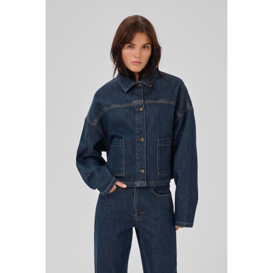 MY ESSENTIAL WARDROBE MWMALLE 139 DECO DENIM JACKET 10705268 100067-DARK WASH UN-WASH