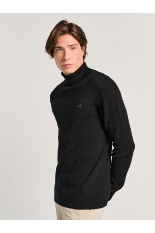 STAFF GALLERY HUCK KNIT ROLLNECK 64-203.054 N0090-BLACK 