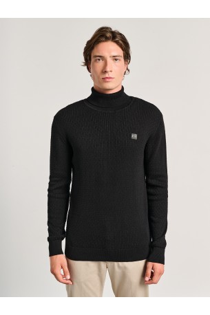STAFF GALLERY HUCK KNIT ROLLNECK 64-203.054 N0090-BLACK 