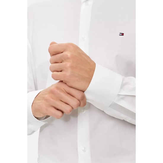 TOMMY HILFIGER CL FLEX POPLIN SF SHIRT MW0MW38347 YCFR-OPTIC WHITE