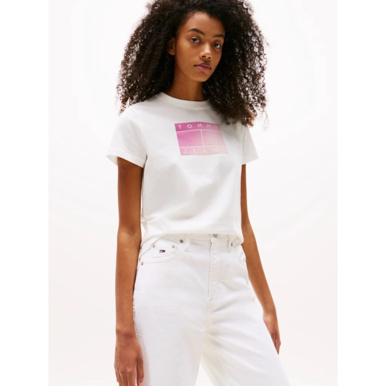 TOMMY JEANS TJW REG GRADIENT FLAG SS DW0DW20905 YBL-ECRU