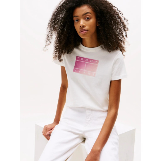 TOMMY JEANS TJW REG GRADIENT FLAG SS DW0DW20905 YBL-ECRU