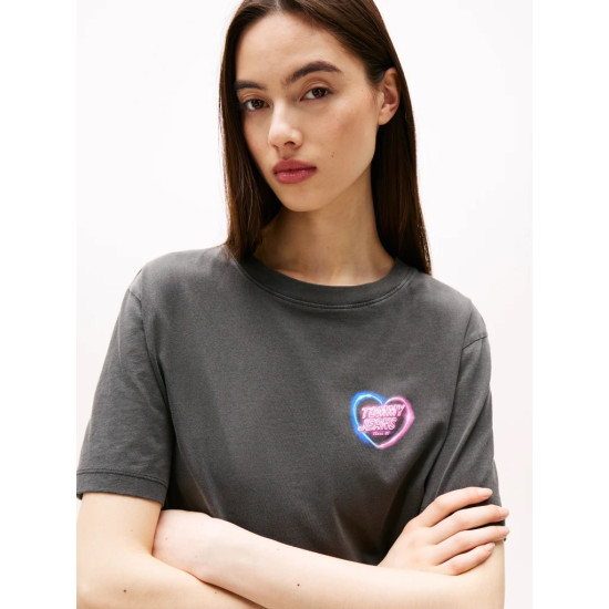 TOMMY JEANS TJW RLX NEON SS TEE EXT DW0DW21358 BDS-BLACK