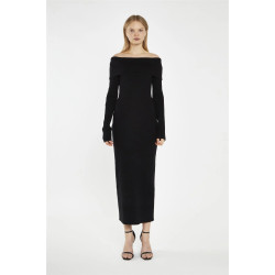 GLAMOROUS BARDOT KNITTED MIDI DRESS AN4888 BLACK