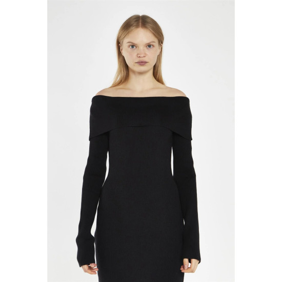 GLAMOROUS BARDOT KNITTED MIDI DRESS AN4888 BLACK