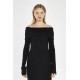 GLAMOROUS BARDOT KNITTED MIDI DRESS AN4888 BLACK