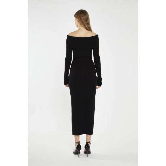 GLAMOROUS BARDOT KNITTED MIDI DRESS AN4888 BLACK