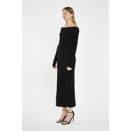 GLAMOROUS BARDOT KNITTED MIDI DRESS AN4888 BLACK