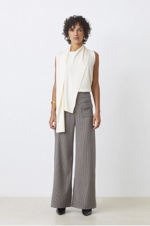 SUNCOO PHERES SLEEVELESS DRAPED JUMPER M01121H25 01-BLANC CASSE
