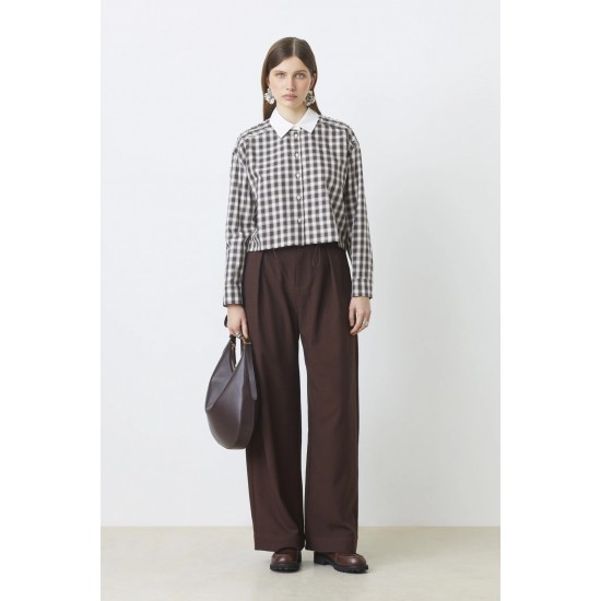 SUNCOO JIO WIDE TROUSERS WITH DRAWSTRINGS C04302H25 60-CHOCO