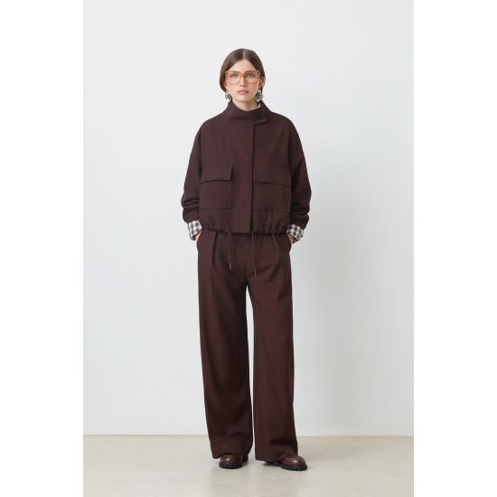 SUNCOO DONA SHORT JACKET WITH POCKETS C10292H25 60-CHOCO