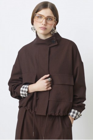 SUNCOO DONA SHORT JACKET WITH POCKETS C10292H25 60-CHOCO