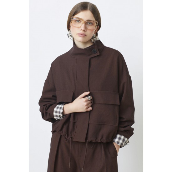 SUNCOO DONA SHORT JACKET WITH POCKETS C10292H25 60-CHOCO