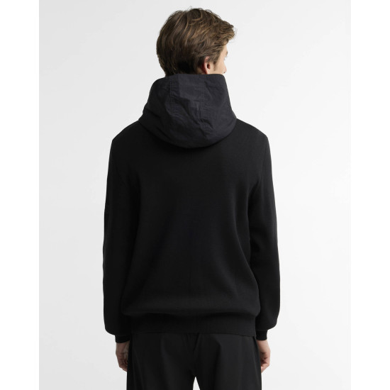 BARBOUR INTERNATIONAL INLINE KNITTED HOODIE MKN1788BK11 BIBK11-BLACK
