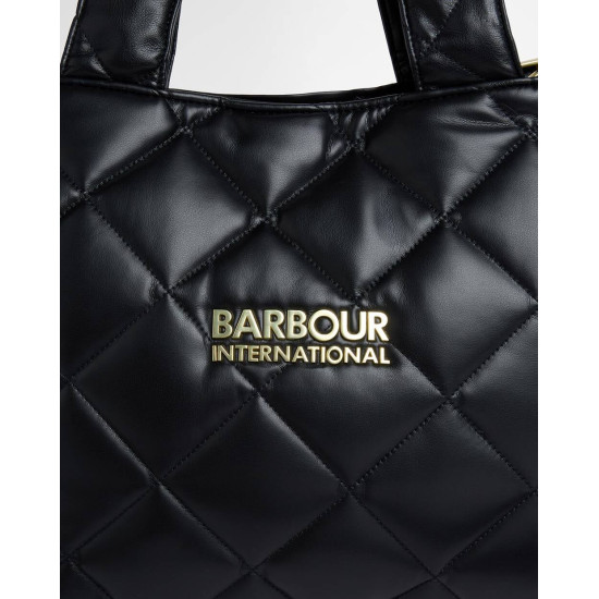 BARBOUR INTERNATIONAL SOFT QUILTED BATTERSEA TOTE BAG LBA0576BK11 BIBK11-BLACK