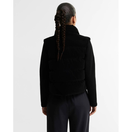 BARBOUR INTERNATIONAL BALATON FAUX-VELVET QUILTED SWEATSHIRT LQS0072BK91 BIBK91-BLACK