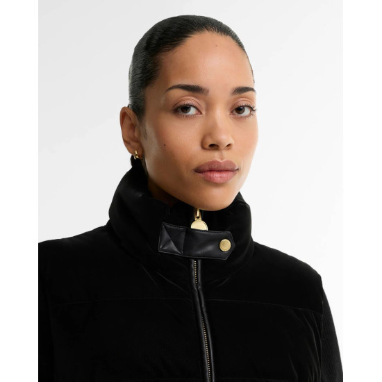 BARBOUR INTERNATIONAL BALATON FAUX-VELVET QUILTED SWEATSHIRT LQS0072BK91 BIBK91-BLACK