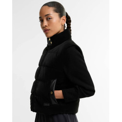 BARBOUR INTERNATIONAL BALATON FAUX-VELVET QUILTED SWEATSHIRT LQS0072BK91 BIBK91-BLACK