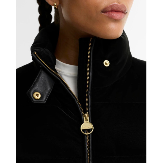 BARBOUR INTERNATIONAL BALATON FAUX-VELVET QUILTED SWEATSHIRT LQS0072BK91 BIBK91-BLACK