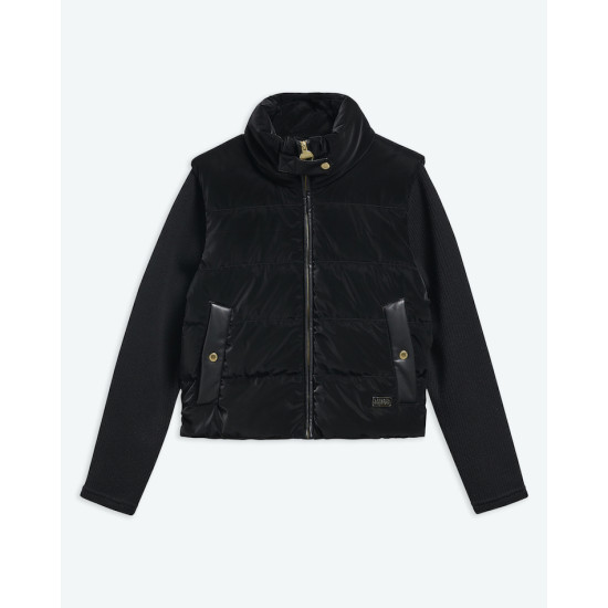BARBOUR INTERNATIONAL BALATON FAUX-VELVET QUILTED SWEATSHIRT LQS0072BK91 BIBK91-BLACK