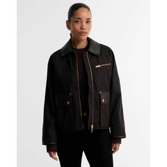 BARBOUR INTERNATIONAL DONNINGTON WAXED JACKET LWX1555RU91 BIRU91-RUSTIC/TRUFFLE NRTH CHECK