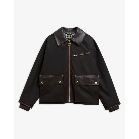 BARBOUR INTERNATIONAL DONNINGTON WAXED JACKET LWX1555RU91 BIRU91-RUSTIC/TRUFFLE NRTH CHECK