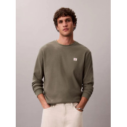 CALVIN KLEIN LS WAFFLE BADGE CREWNK TEE LV040EM217 LDY-DUSTY OLIVE