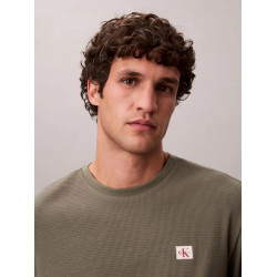 CALVIN KLEIN LS WAFFLE BADGE CREWNK TEE LV040EM217 LDY-DUSTY OLIVE