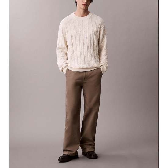 CALVIN KLEIN LS EASY AOP COTTON CREWNECK SWEATER LV04RE301G YAS-ECRU